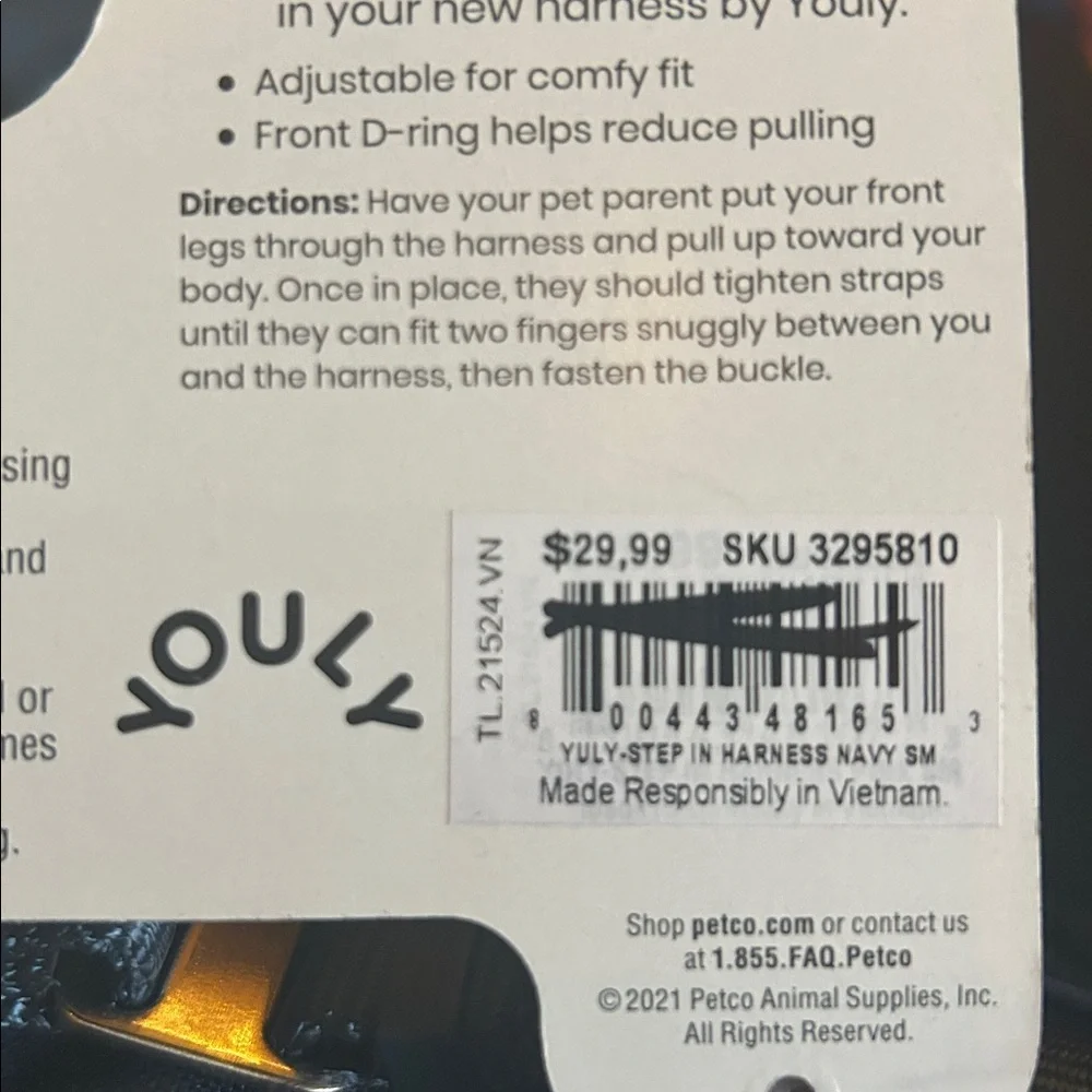 NWT YOULY padded dog harness S